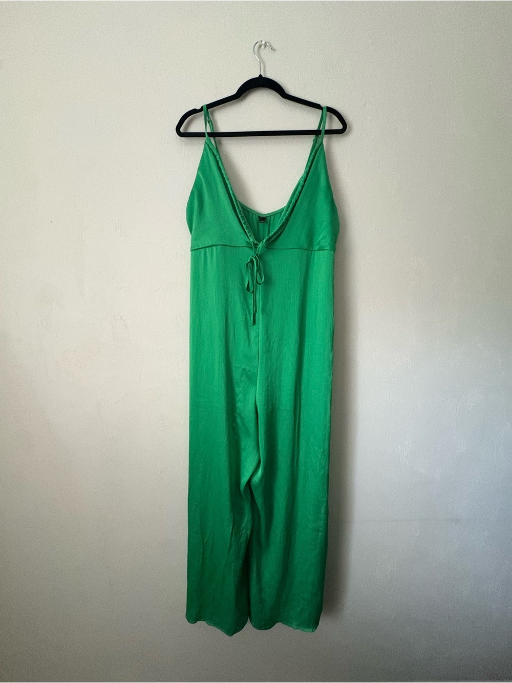 wild fable Bright Green V-Neck Slip Jumpsuit with Tie Front